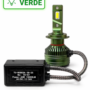 T8 880/H11/H3/H7 BOMBILLO led, función altas y bajas,luz verde limón con doble sistema de refrigeración