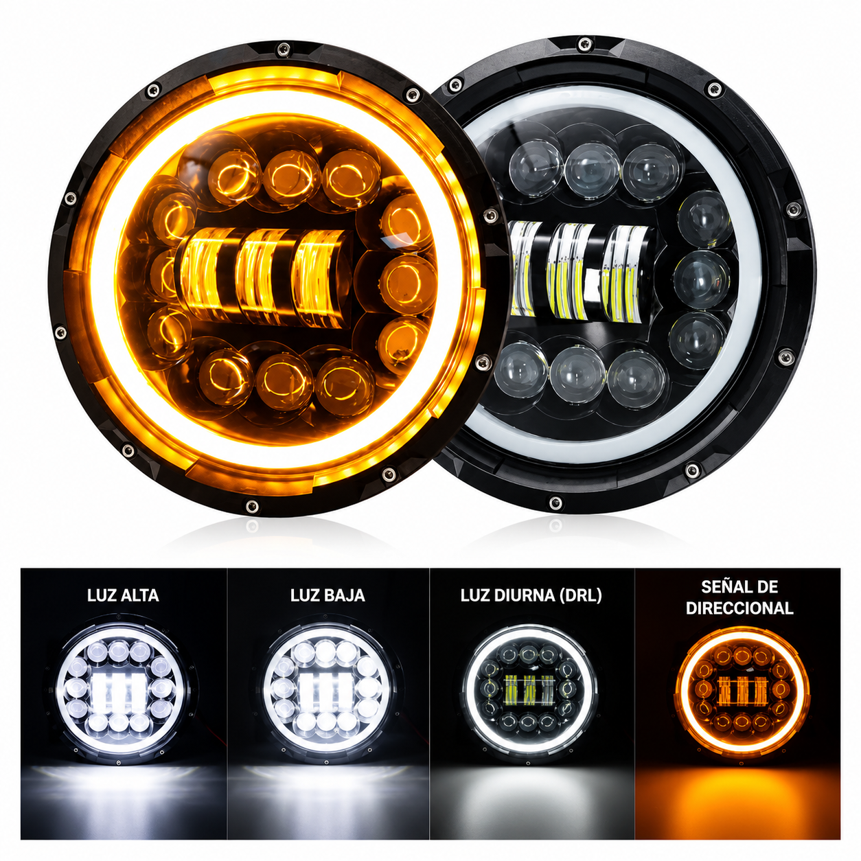 TB-009-7" FAROLA de lujo 7 pulgadas ojo de angel altas y bajas 40w 4 leds - Imagen 3
