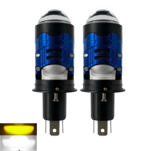 M050X-H4-WY BOMBILLO led h4 para moto doble lupa, función altas y bajas, luz blanca y amarilla.
