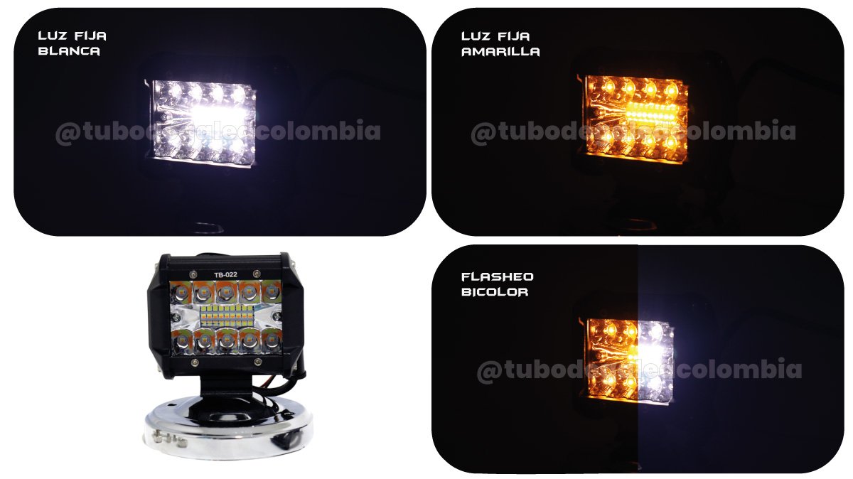 TB-016 W/Y exploradora cuadrada bicolor 20 led funcion fijo y estrober - Imagen 2
