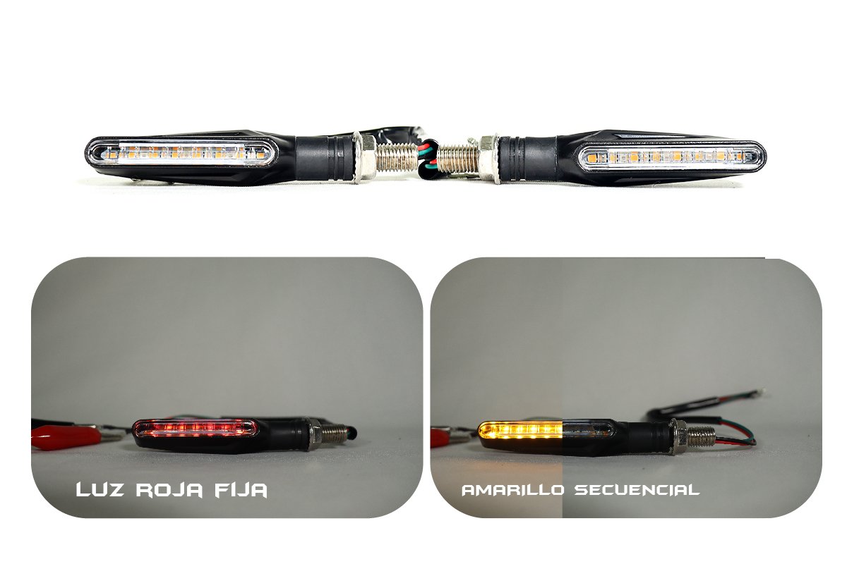 TUM-04-05-06 - direccionales led función fija y secuencial color ámbar moto - Imagen 2
