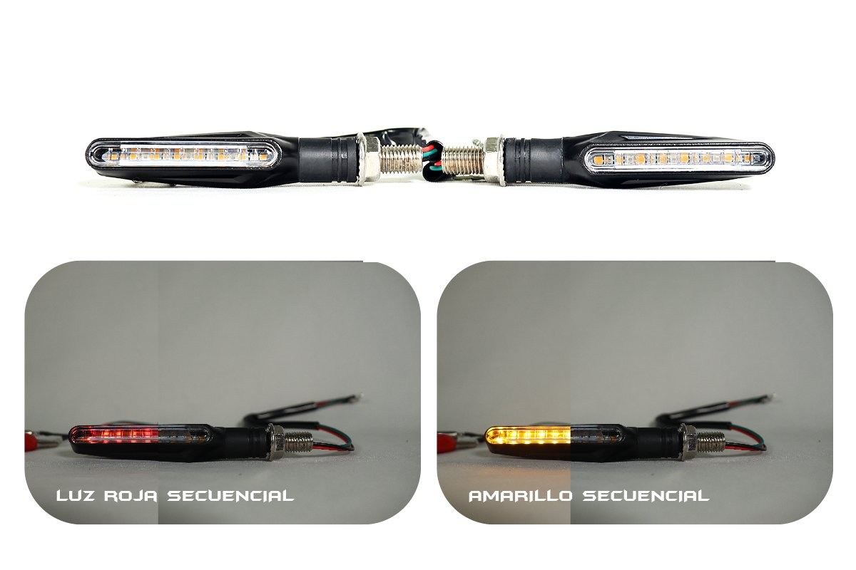 TUM-04-05-06 - direccionales led función fija y secuencial color ámbar moto - Imagen 4
