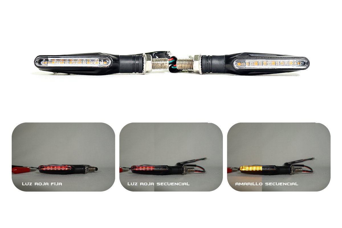 TUM-04-05-06 - direccionales led función fija y secuencial color ámbar moto - Imagen 6