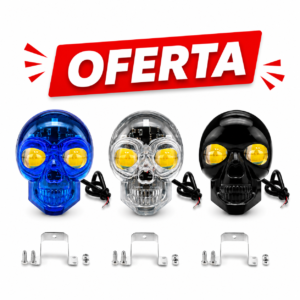 TB-524-PAR EXPLORADORA LED LASER, LUZ BLANCA/AMARILLA- DISEÑO CALAVERA PRESENTACIÓN TONO AZUL