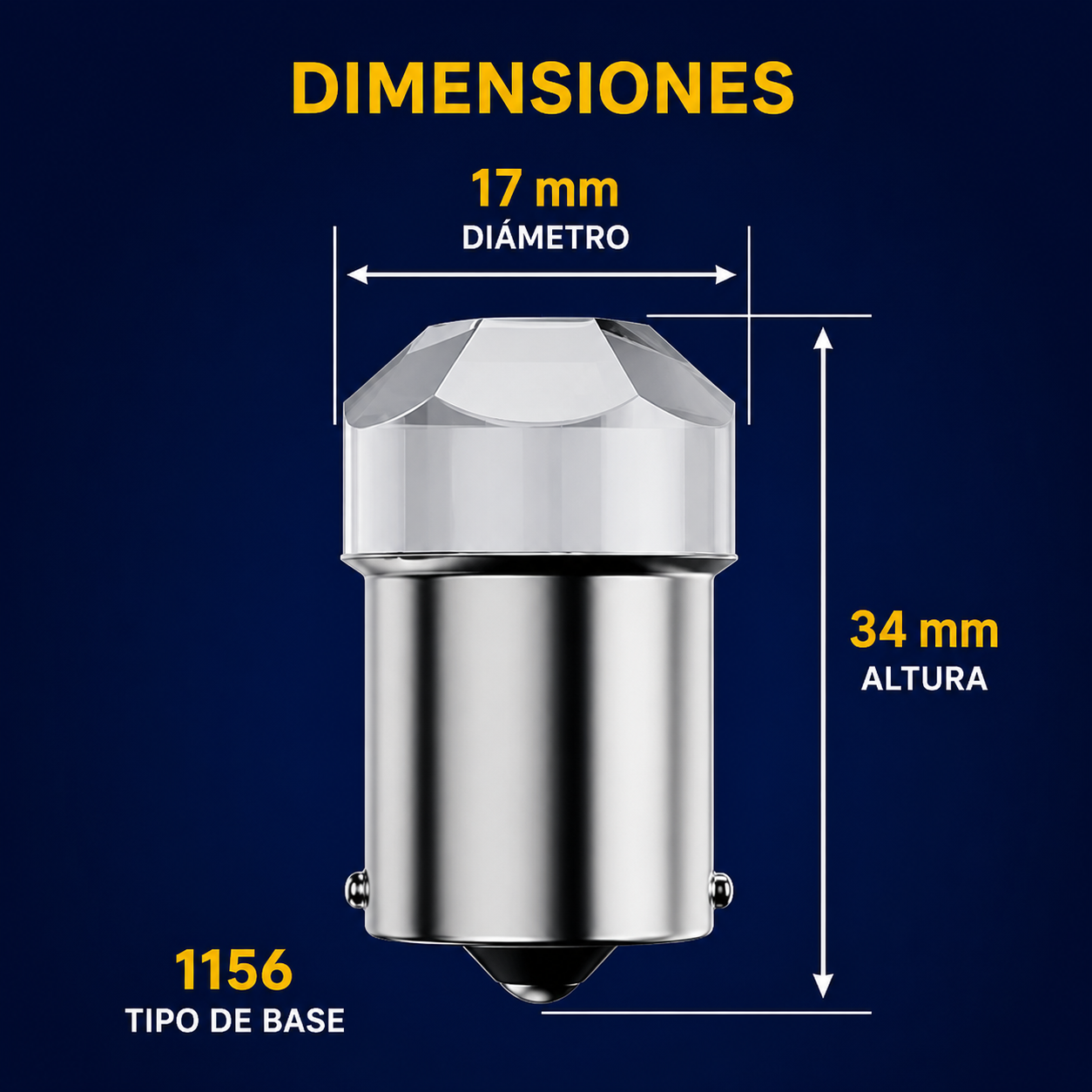 1156A-C3 W/Y PAR BOMBILLO PARA DIRECCIONAL/REVERSA CON FUNCIÓN FLASHEO, TIPO GOTERA CON PUNTA DE DIAMANTE, CON TONALIDAD BLANCA O AMARILLA - Imagen 3