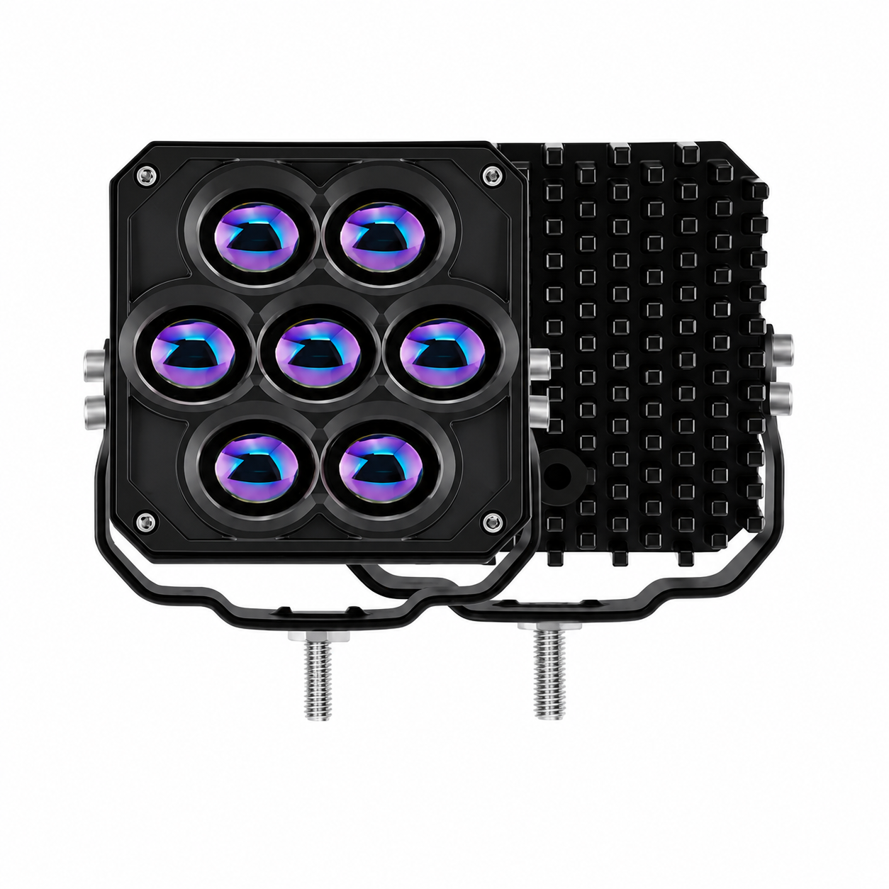 TB-241 PAR EXPLORADORA CUADRADA MINIDRIVING DE 7 LUPAS LÁSER, CON LUZ BLANCA Y AMARILLA DE ALTA INTENSIDAD, DISEÑADA PARA OFRECER UNA ILUMINACIÓN POTENTE Y DE MAYOR ALCANCE.
